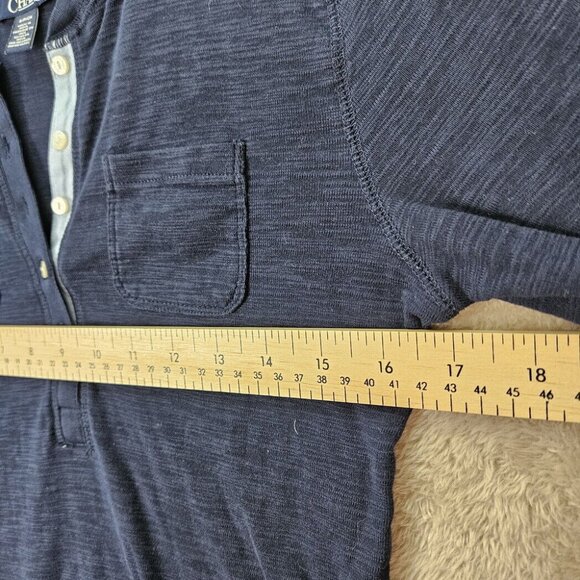 Chaps Henley Shirt Women's Size S Blue Buttons Pockets Long Sleeve Pullover - Picture 3 of 10